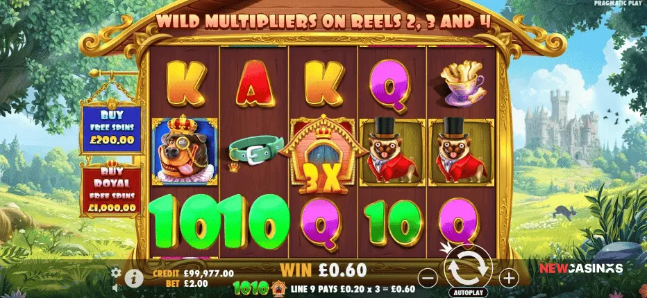 screenshot of slot the dog house royal hunt gameplay