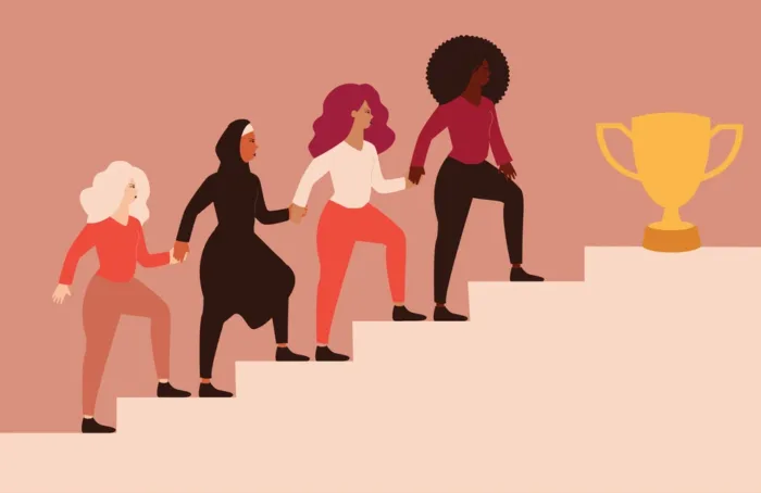 WiG Diversity Awards 2025 – Honouring Excellence in iGaming Inclusion Group of women climb up the stairs, help each other achieve success.
