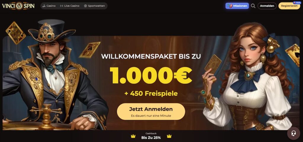 Vincispin Casino Bonus