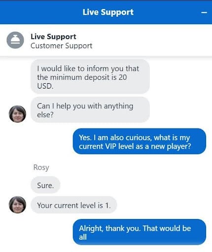 screenshot of mrpunter casino customer support live chat