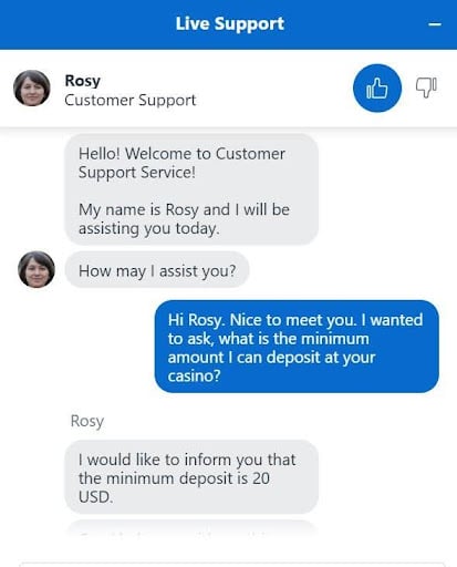 screenshot of mrpunter casino customer support live chat