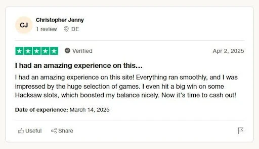 screenshot of mrpunter casino trustpilot review by user Christopher Jenny