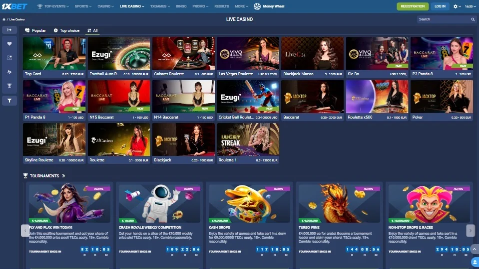 1xbet live casino