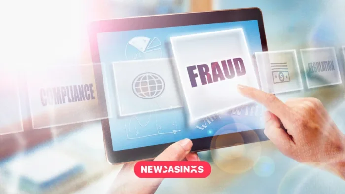Fraud and compliance graphic, being swiped through on a handheld tablet.