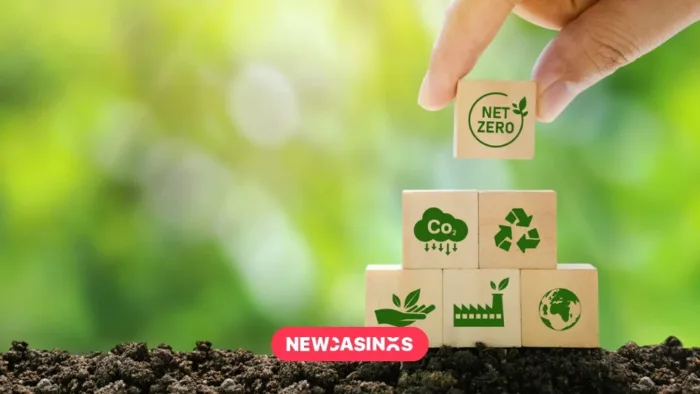 Wooden blocks showing green and eco friendly goals, being stacked on top of one another.