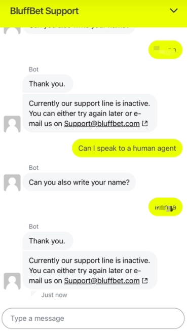 bluffbet support