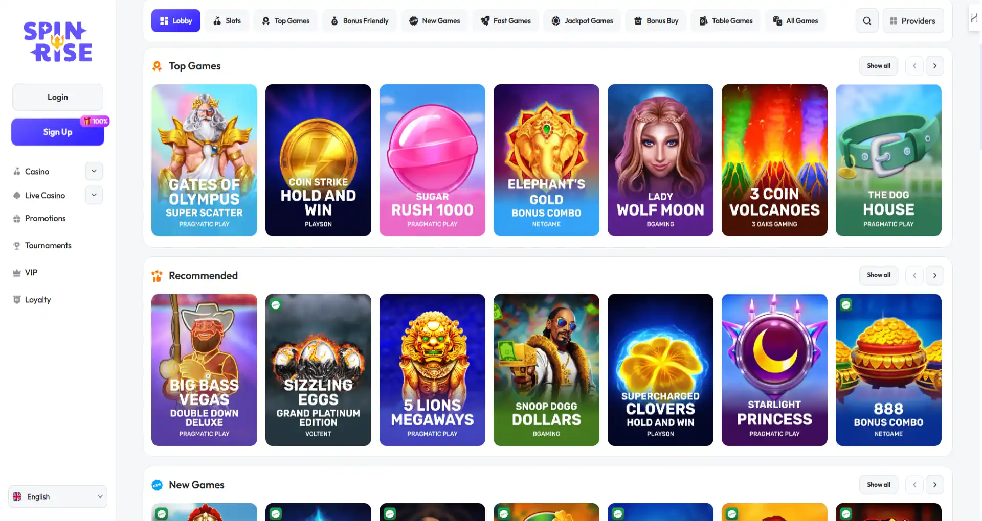 spinrise casino games