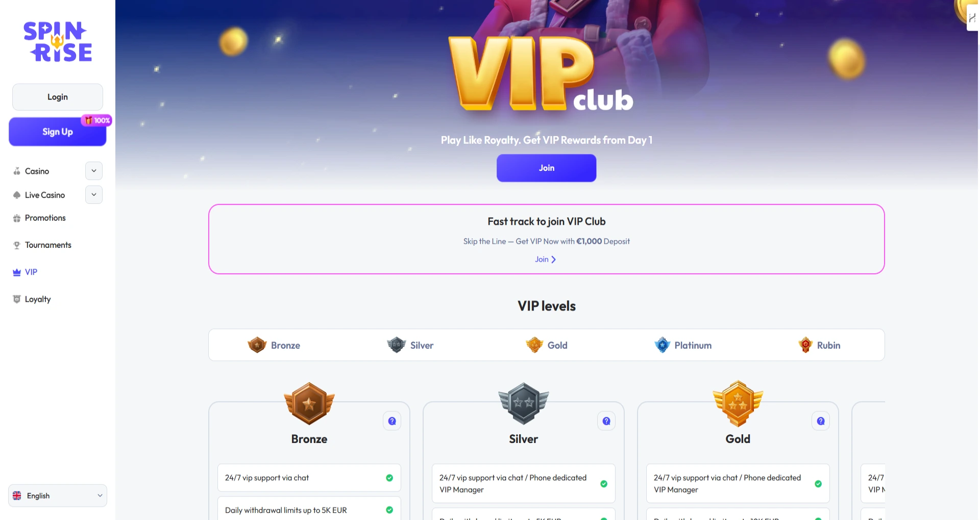 spinrise casino vip