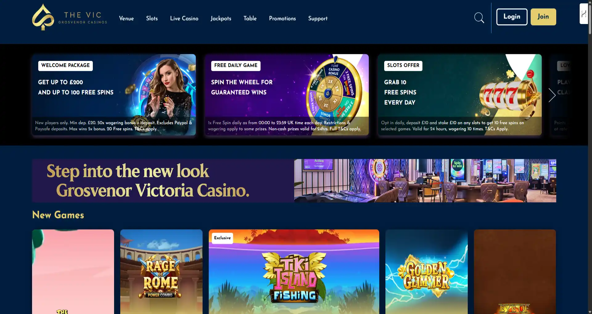 the vic casino homepage