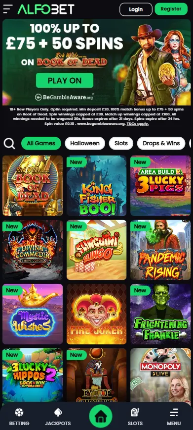 Alfobet casino homepage mobile