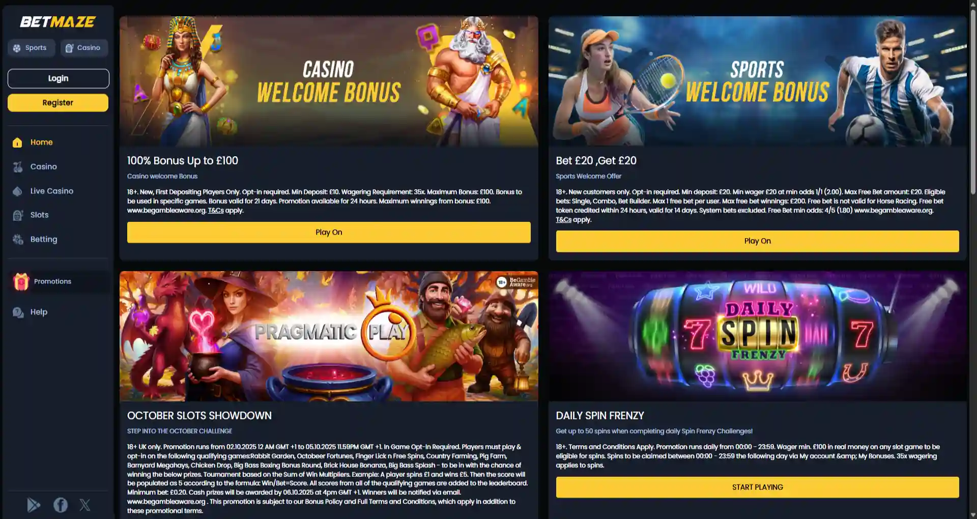 betmaze bonus page