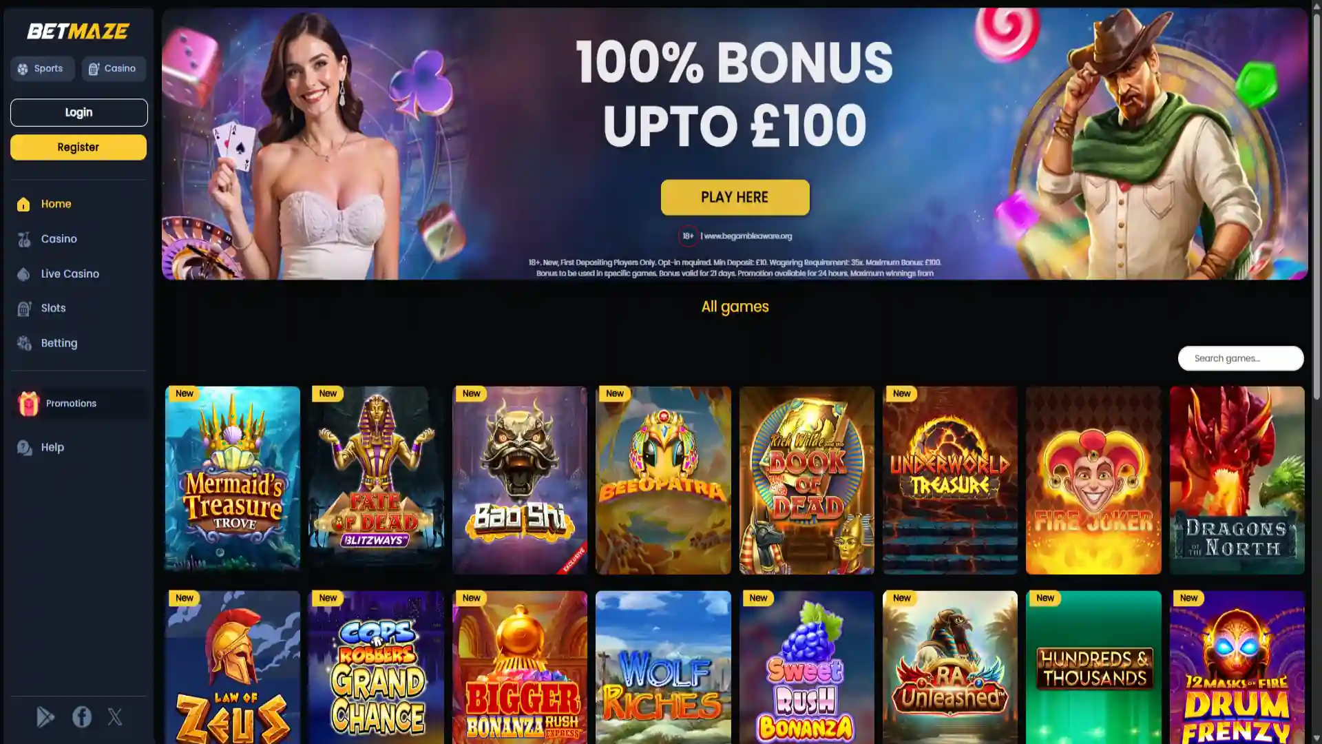 betmaze homepage