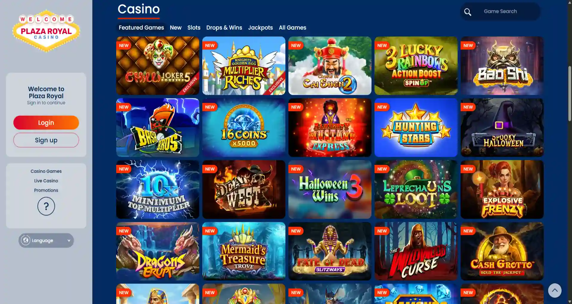 plaza royal casino games