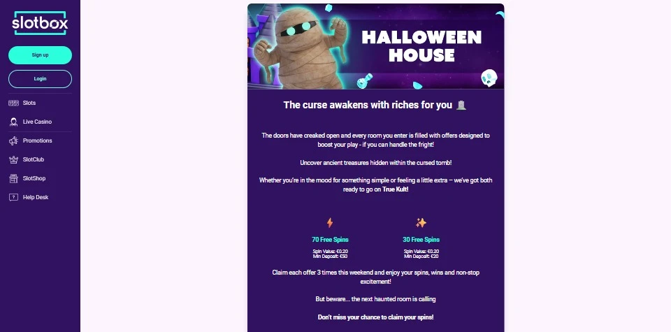 slotbox halloween promotion