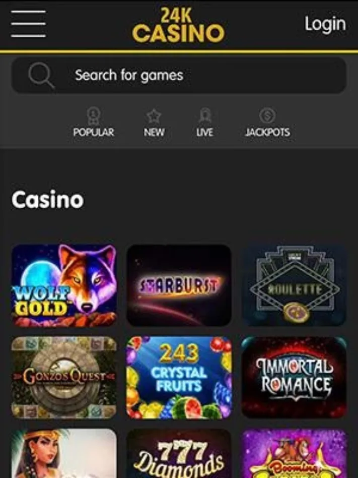 24K Casino Games Screenshot Mobile