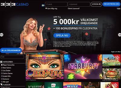 333 Casino's hemsida