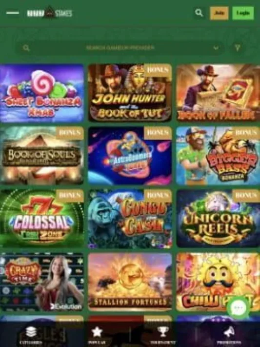 777 Stakes Casino games on mobile