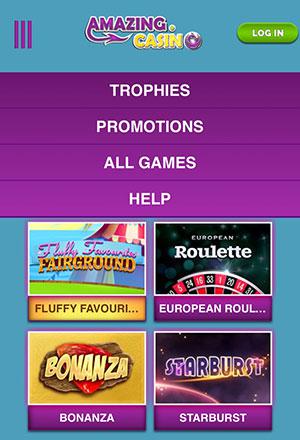 Amazing Casino Mobile Screen