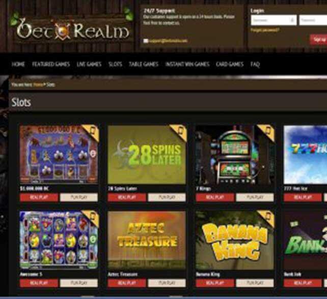 Betrealm Casino Homepage