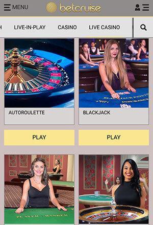 Betcruise Casino Mobile Screen
