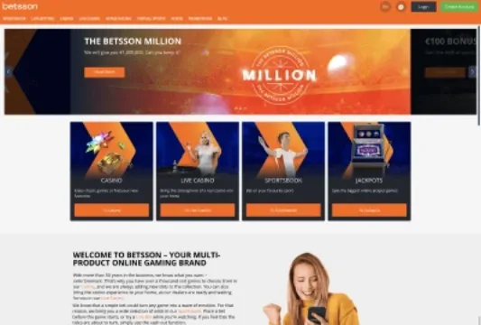 Betsson casino homepage