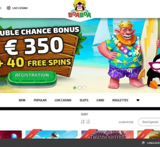 BoaBoa Casino Homepage