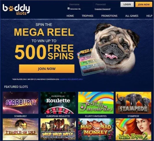 Buddy Slots Casino Homepage