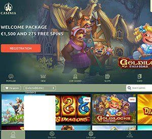 Casinia Casino Homepage Screenshot