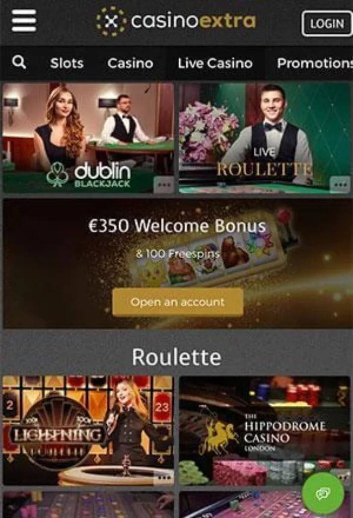 Casino Extra Mobile Screen