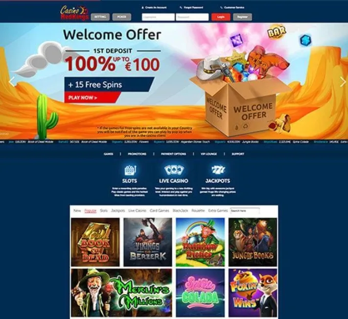 Casino Red Kings 100 up to £50 + 15 Extra Spins