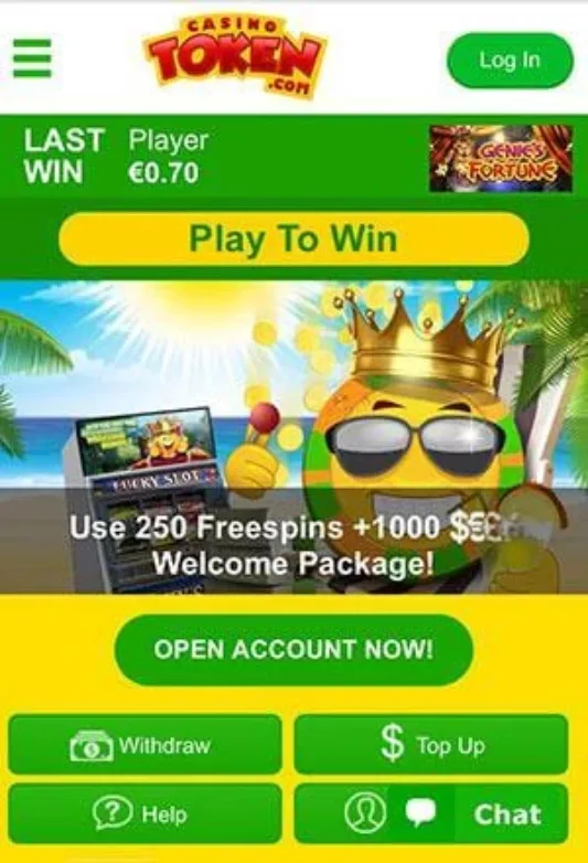 Casino Token Mobile Screen