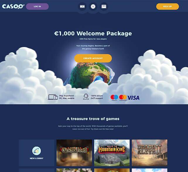 Casoo Casino Homepage Screenshot
