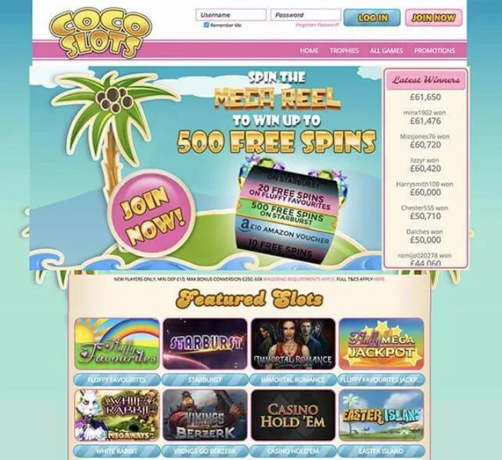 Coco Slots Casino Homepage