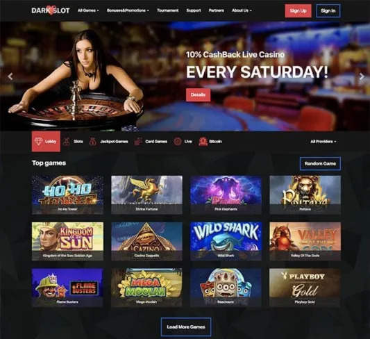 Dark Slot Casino Homepage