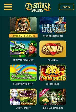 Destiny Spins Casino Homepage