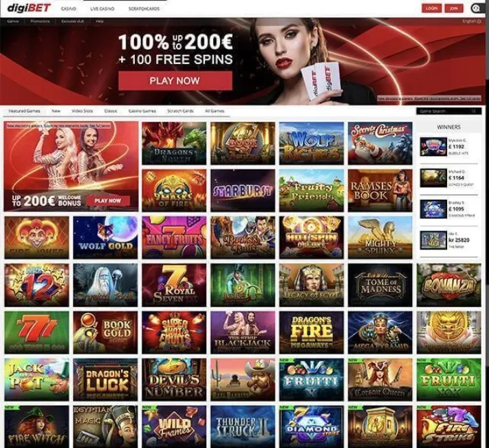 Digibet Casino Homepage