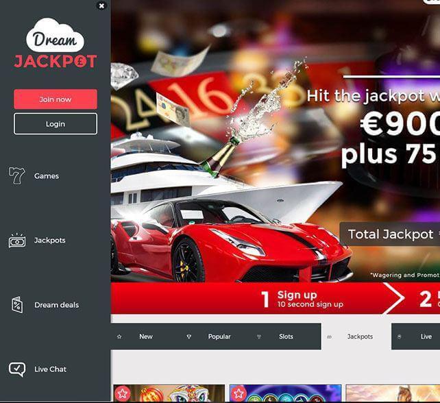 Dream Jackpot Casino Homepage Screenshot