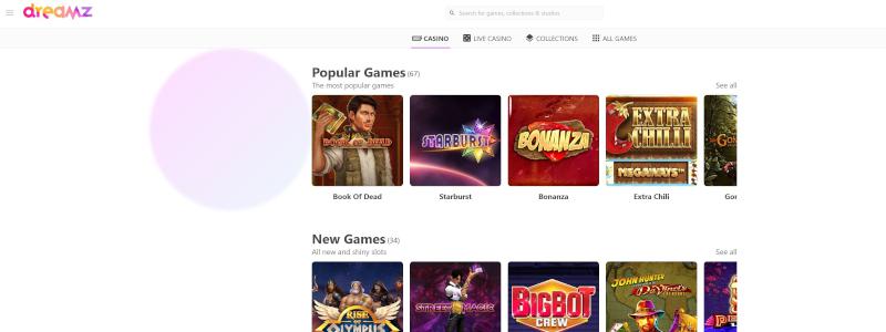 Dreamz Casino Screenshot Banner