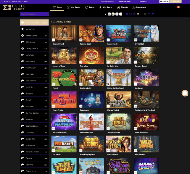 Elite24Bet Casino games