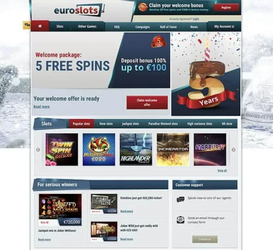 EuroSlots Casino Homepage