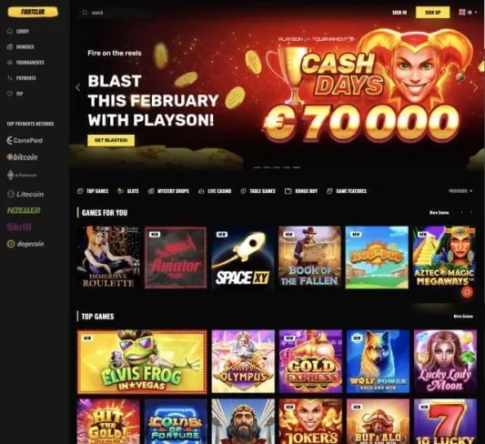 Fight Club Casino homepage
