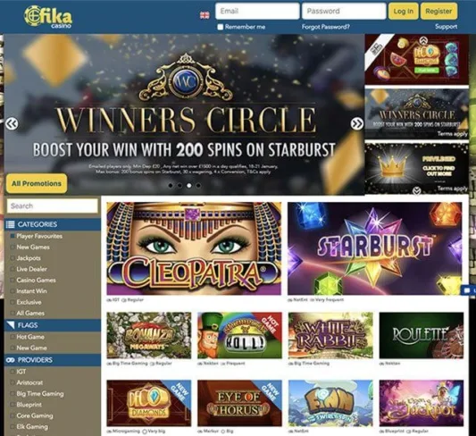 Fika Casino Homepage