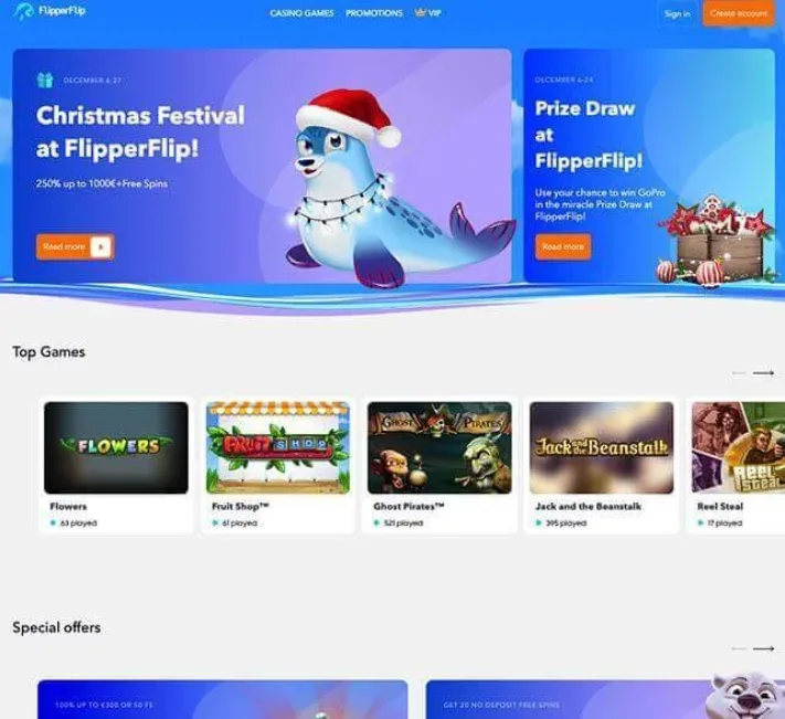 FlipperFlip casino homepage1