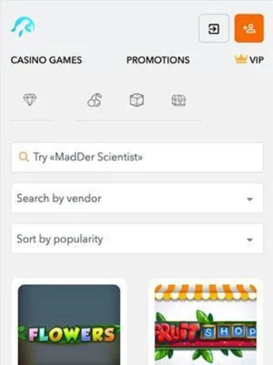 FlipperFlip casino homepage mobile game