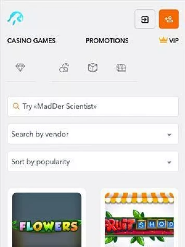 FlipperFlip casino homepage mobile game