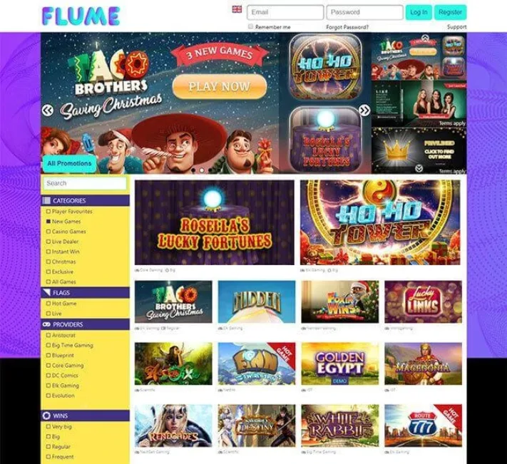Flume Casino Homepage