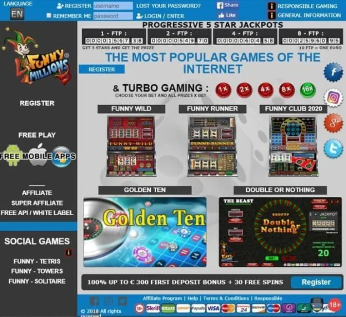 Funny Millions Casino Homepage