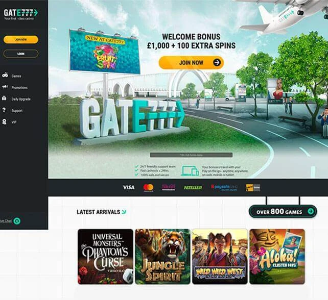 Gate777 Casino Homepage