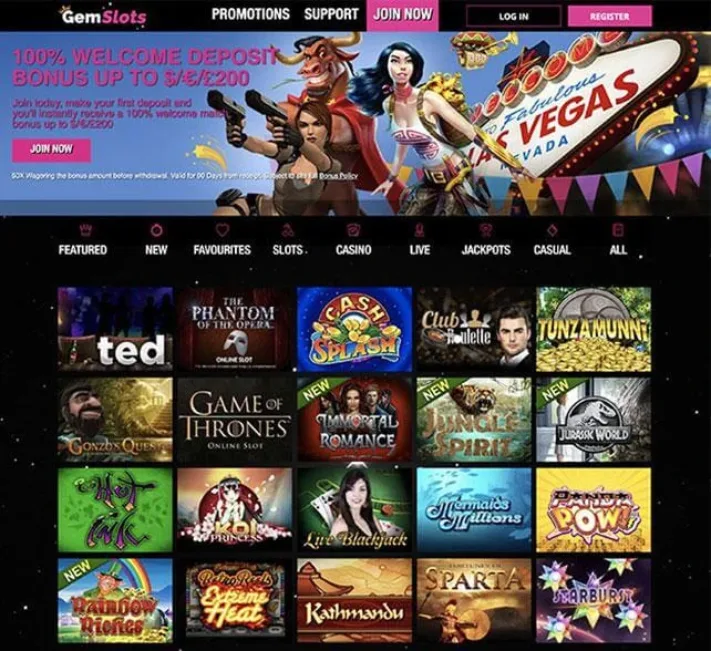 GemSlots Casino Homepage