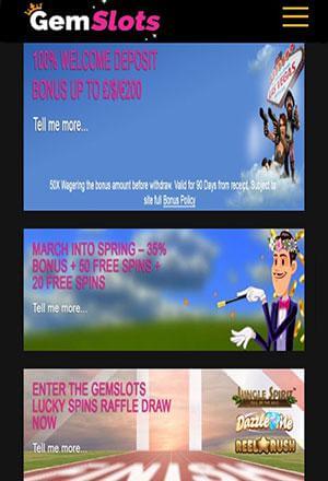 GemSlots Casino Mobile Screen